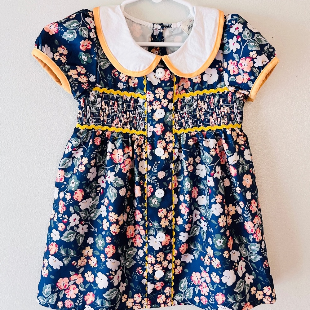 Marie Nicole Toddler Girl Dress XS 2T 24M Floral Peter Pan Collar